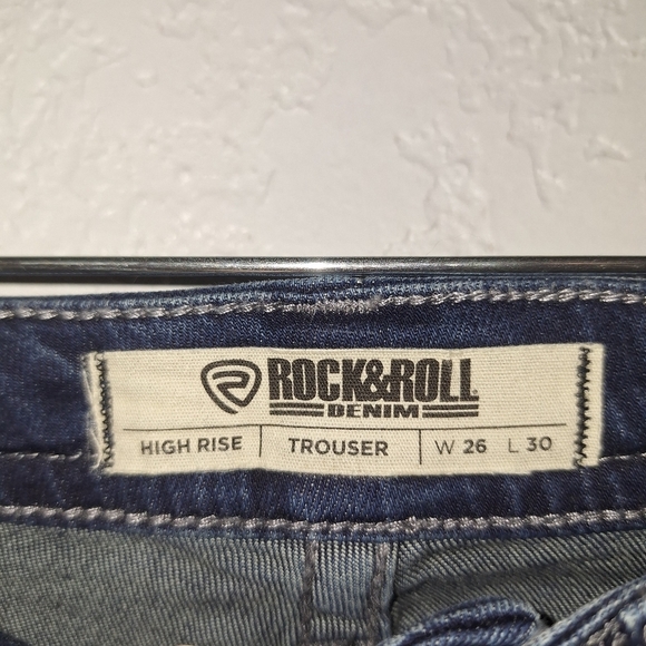 Rock & Roll Button Fly Jeans Size 26/30 Blue Denim High Rise Trouser - Picture 5 of 12